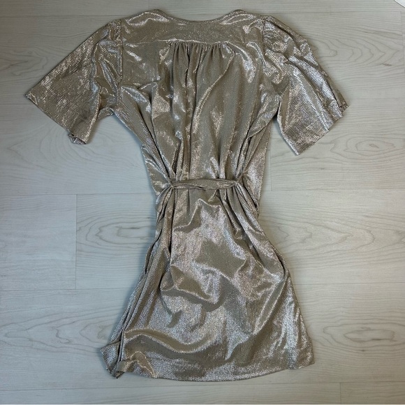 Sabina Musayev Mercury Mini Dress Metallic Shimmer Mini Dress Tie Front Size M - Picture 5 of 7